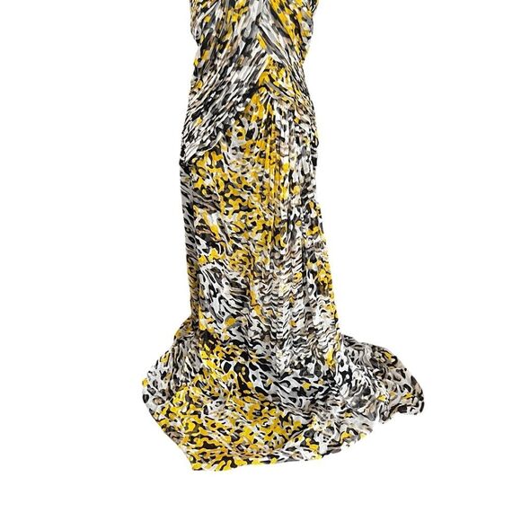 Tadashi Shoji Silk Gown Yellow Black Animal Print Formal Maxi Dress 16 - Picture 4 of 9